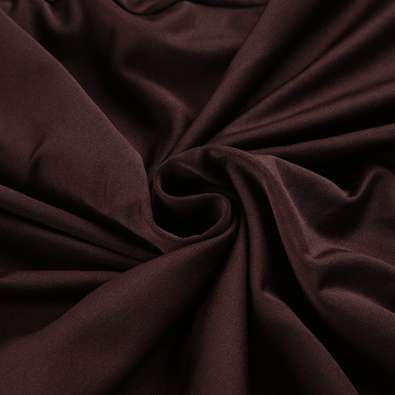 Brown Drape Skirt with Buckle