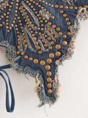 Butterfly Studded Denim Tank