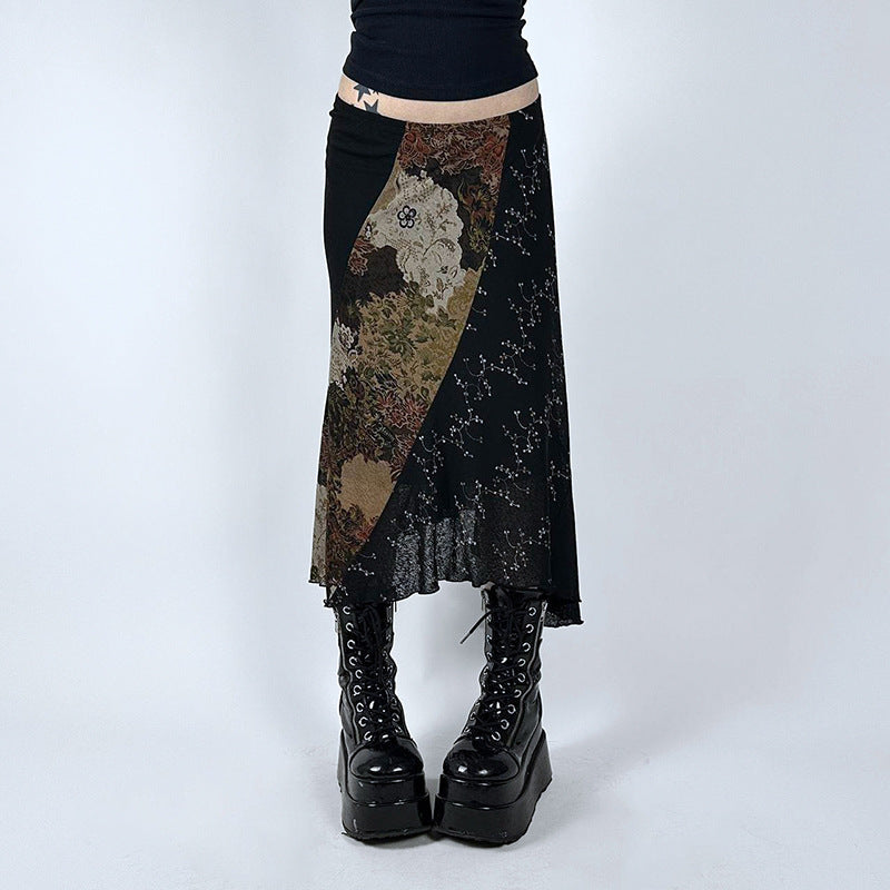 Vintage Long Floral Lace Skirt