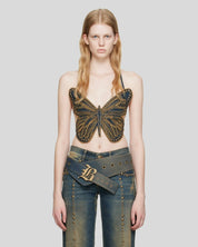 Butterfly Studded Denim Tank