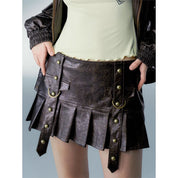 Belted Leather Mini Skirt
