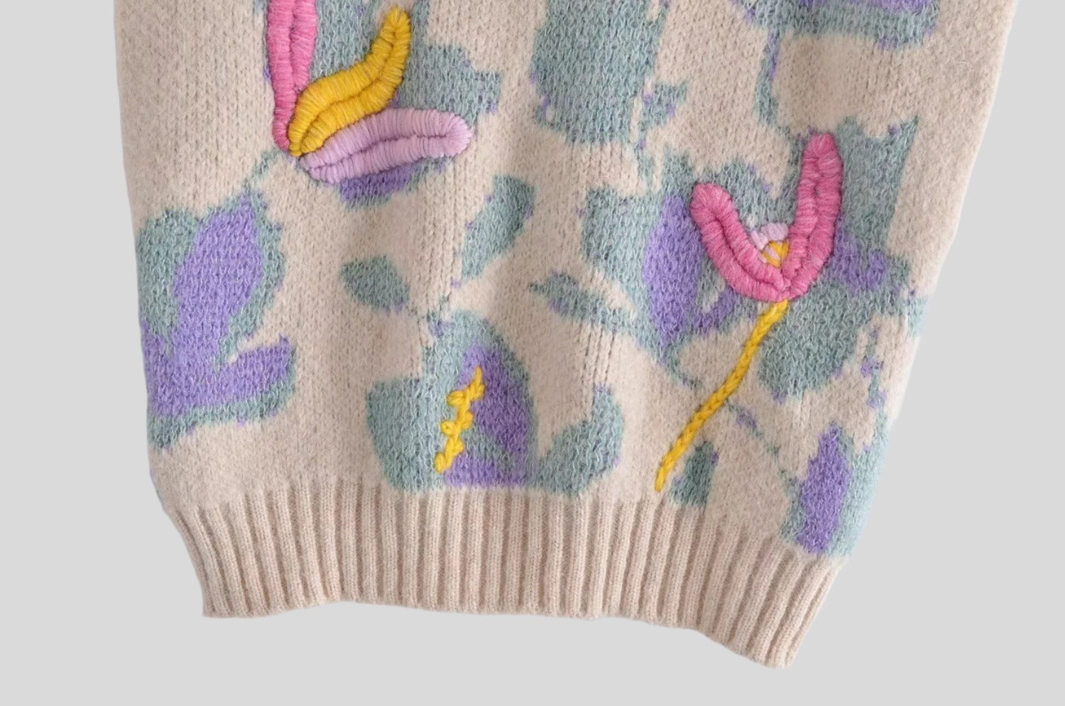 Wool Vest with Floral Weave