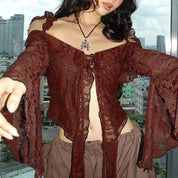 YAM Long-Sleeve Lace Blouse