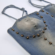 PIT Studded Tie Denim Tank
