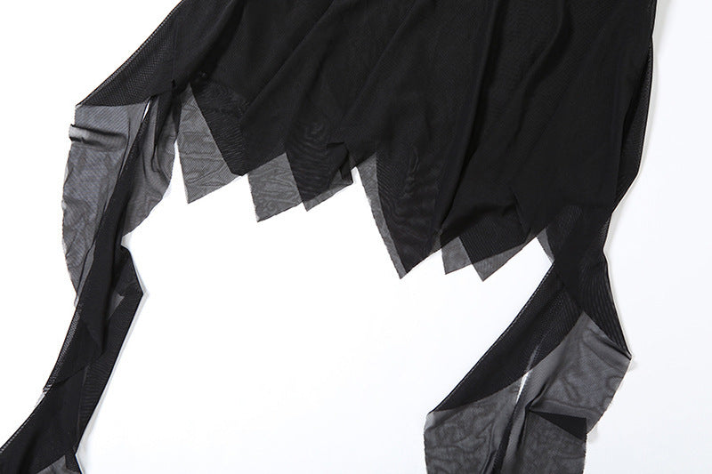 D Black Mini Skirt with Slits
