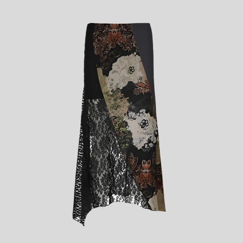 Vintage Long Floral Lace Skirt