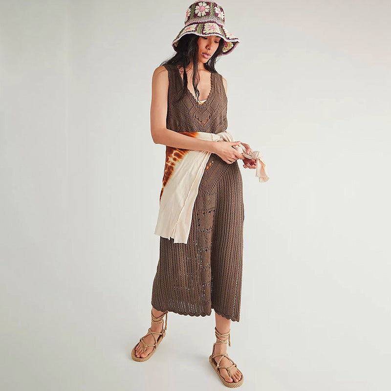 Brown Knit Tank Dress