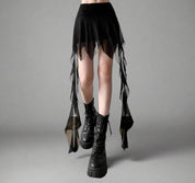 D Black Mini Skirt with Slits