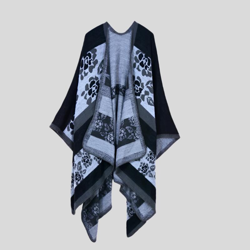 Warm poncho with colorful decorations, model Y