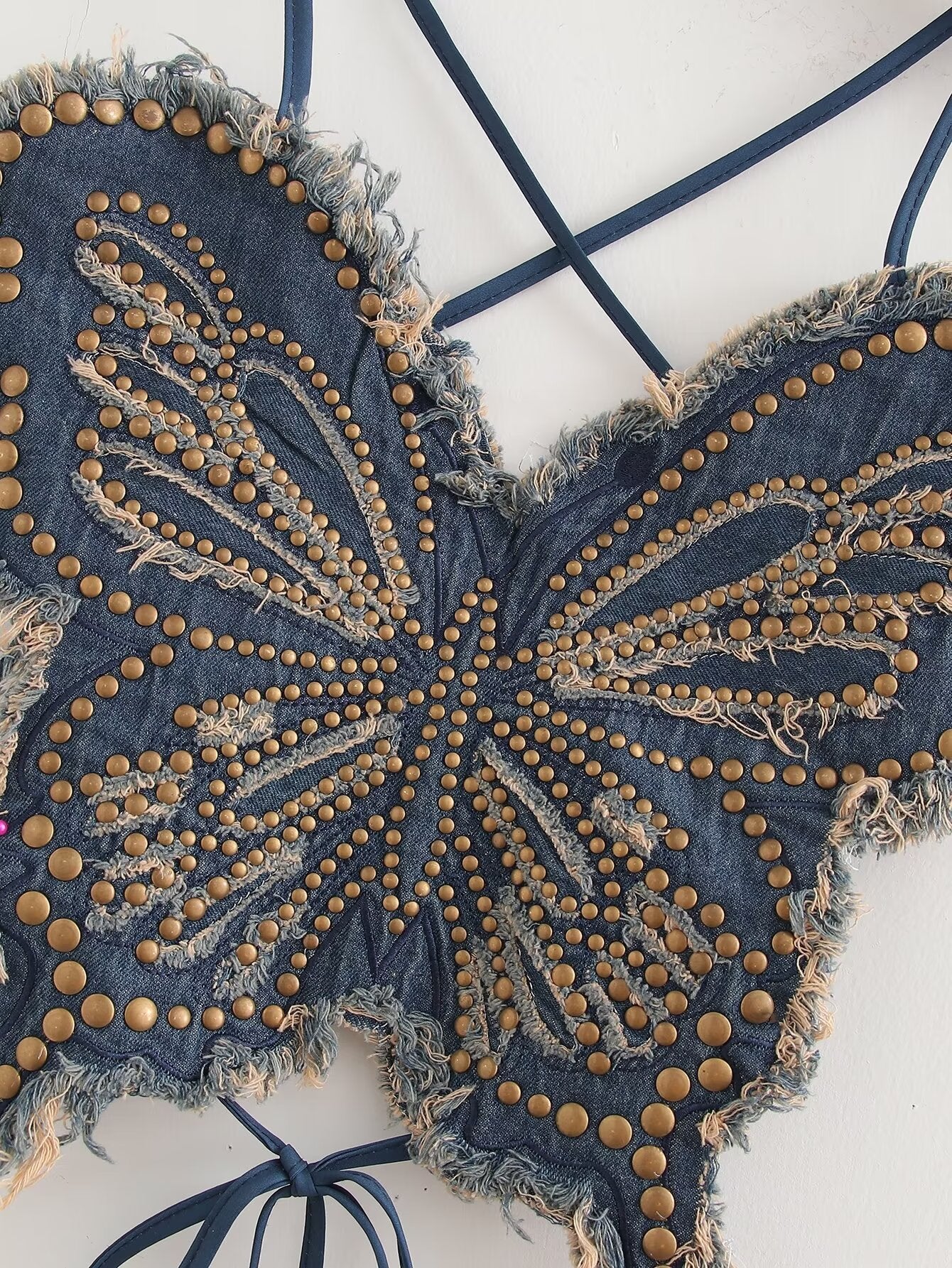 Butterfly Studded Denim Tank