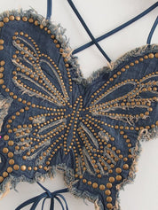 Butterfly Studded Denim Tank