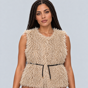 Faux Fur Vest with Lace-Up Detail