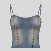 PIT Studded Tie Denim Tank