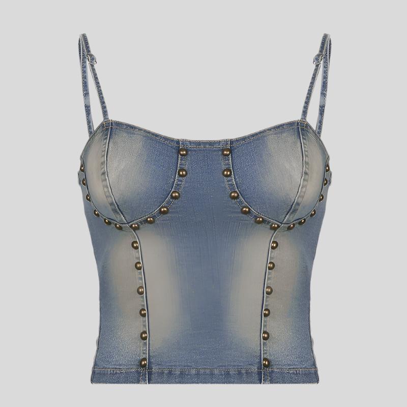 PIT Studded Tie Denim Tank