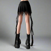 D Black Mini Skirt with Slits