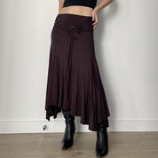 Brown Drape Skirt with Buckle