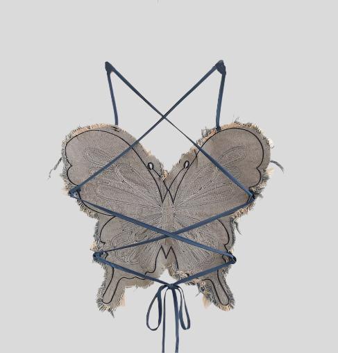 Butterfly Studded Denim Tank