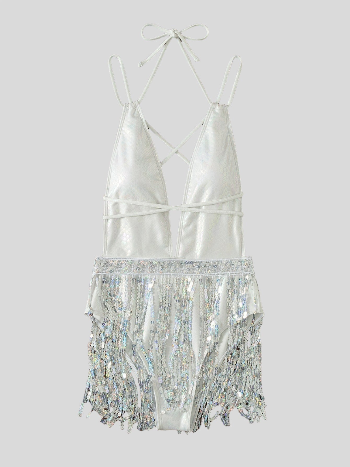 White Fringe Bodysuit