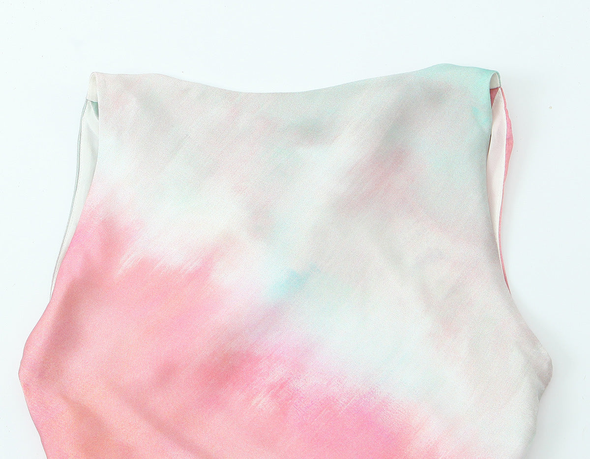 Multicolor Midi Satin Dress