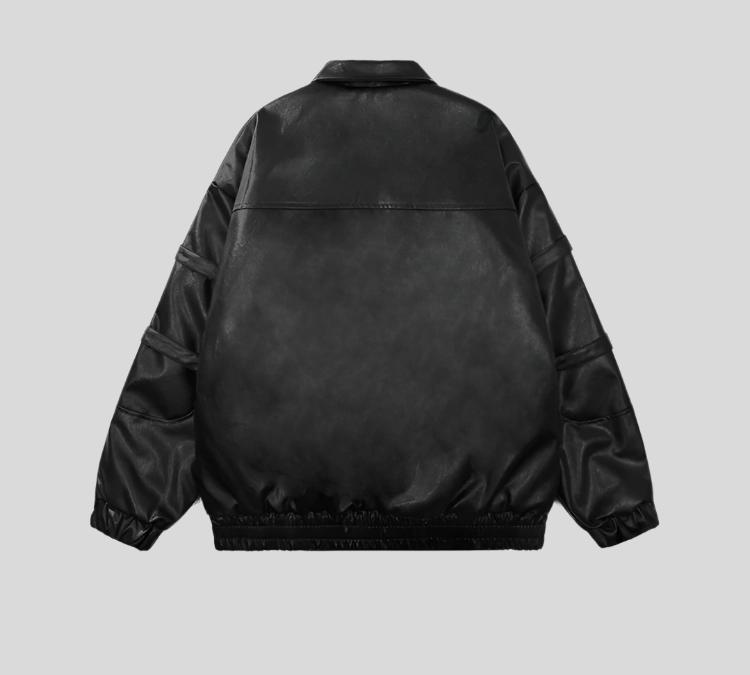 SPP Black-White Strap Leather Jacket