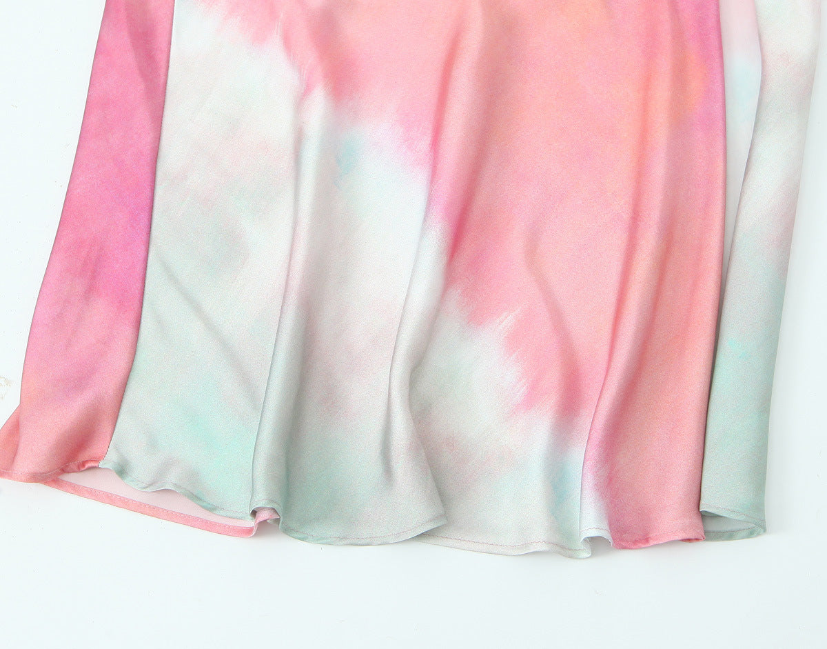 Multicolor Midi Satin Dress