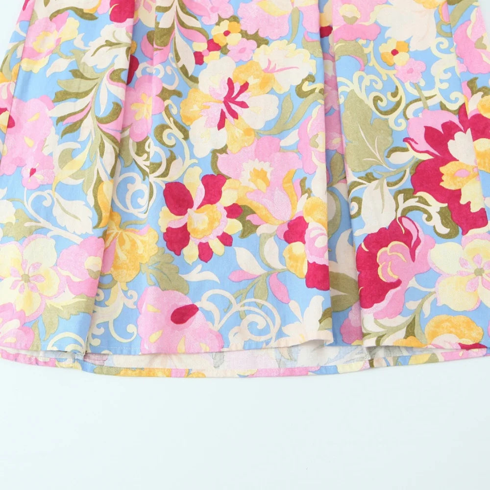 Women'S Dress Fashion Print Hanging Neck Strap Pleated Long Temperament Summer New Dress
