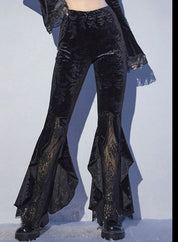 Flared Pants with Velvet & Lace