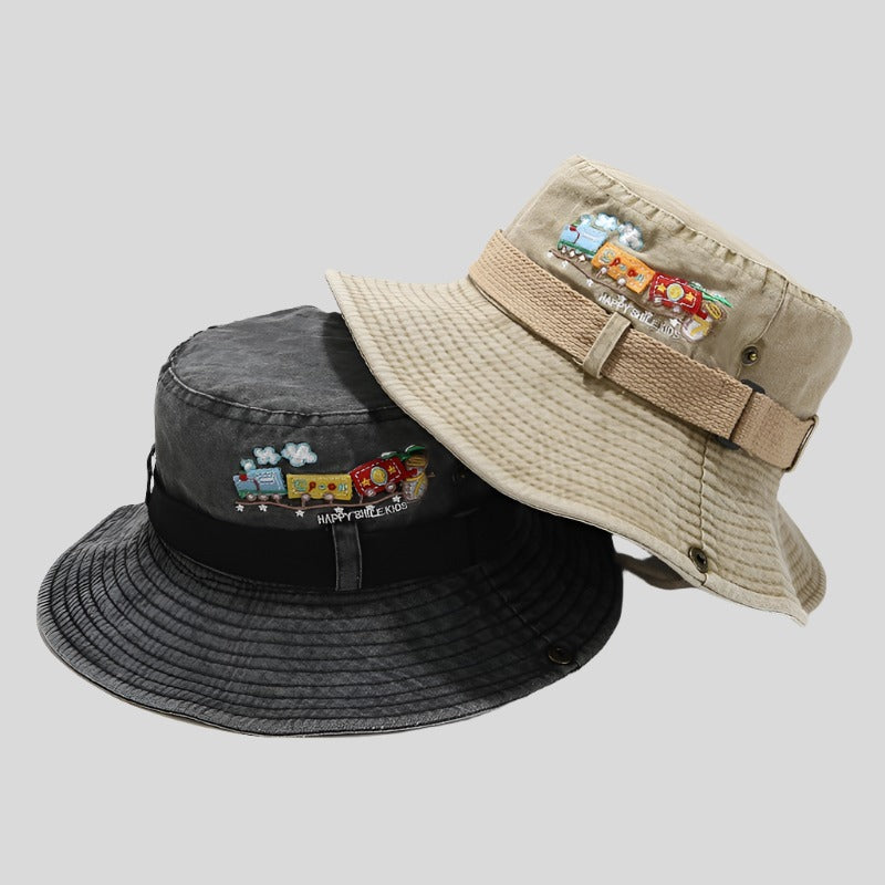 Train-Embroidered Bucket Hat
