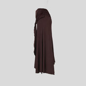 Brown Drape Skirt with Buckle