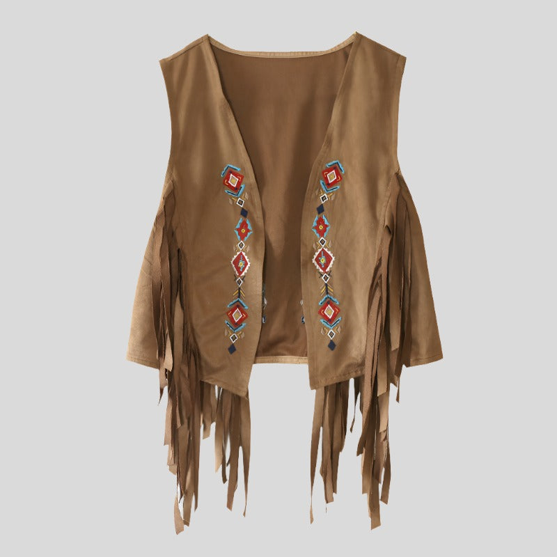Rustic Brown Fringe Vest