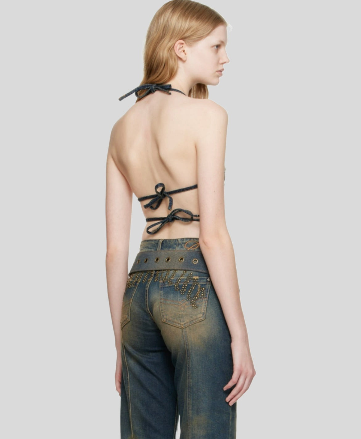 Butterfly Studded Denim Tank
