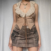 Rustic Lace Tie Blouse