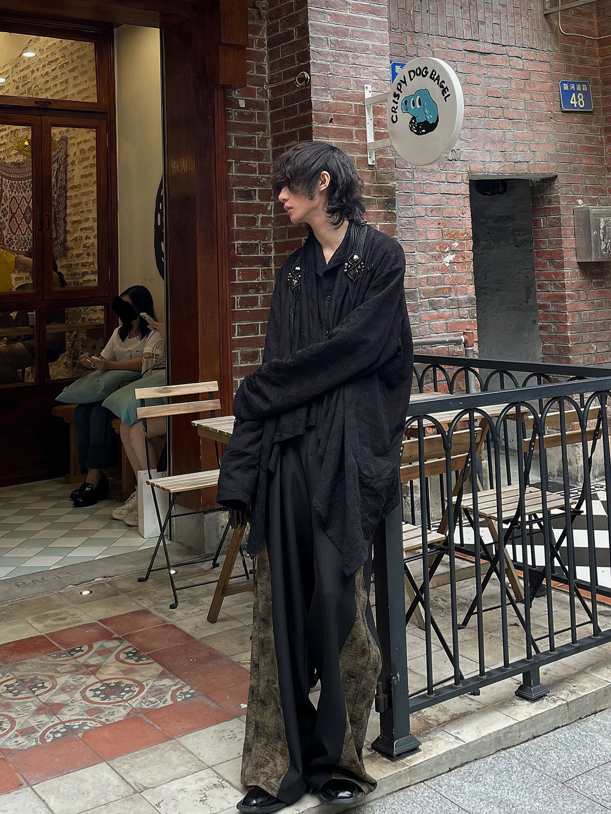 High-Waist Textured Flared Pants