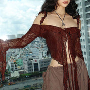 YAM Long-Sleeve Lace Blouse