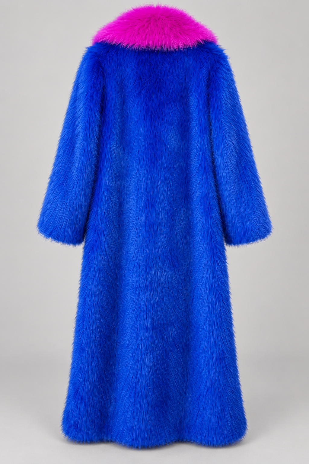 Contrast Color Faux Fur Trench Coat
