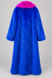 Contrast Color Faux Fur Trench Coat