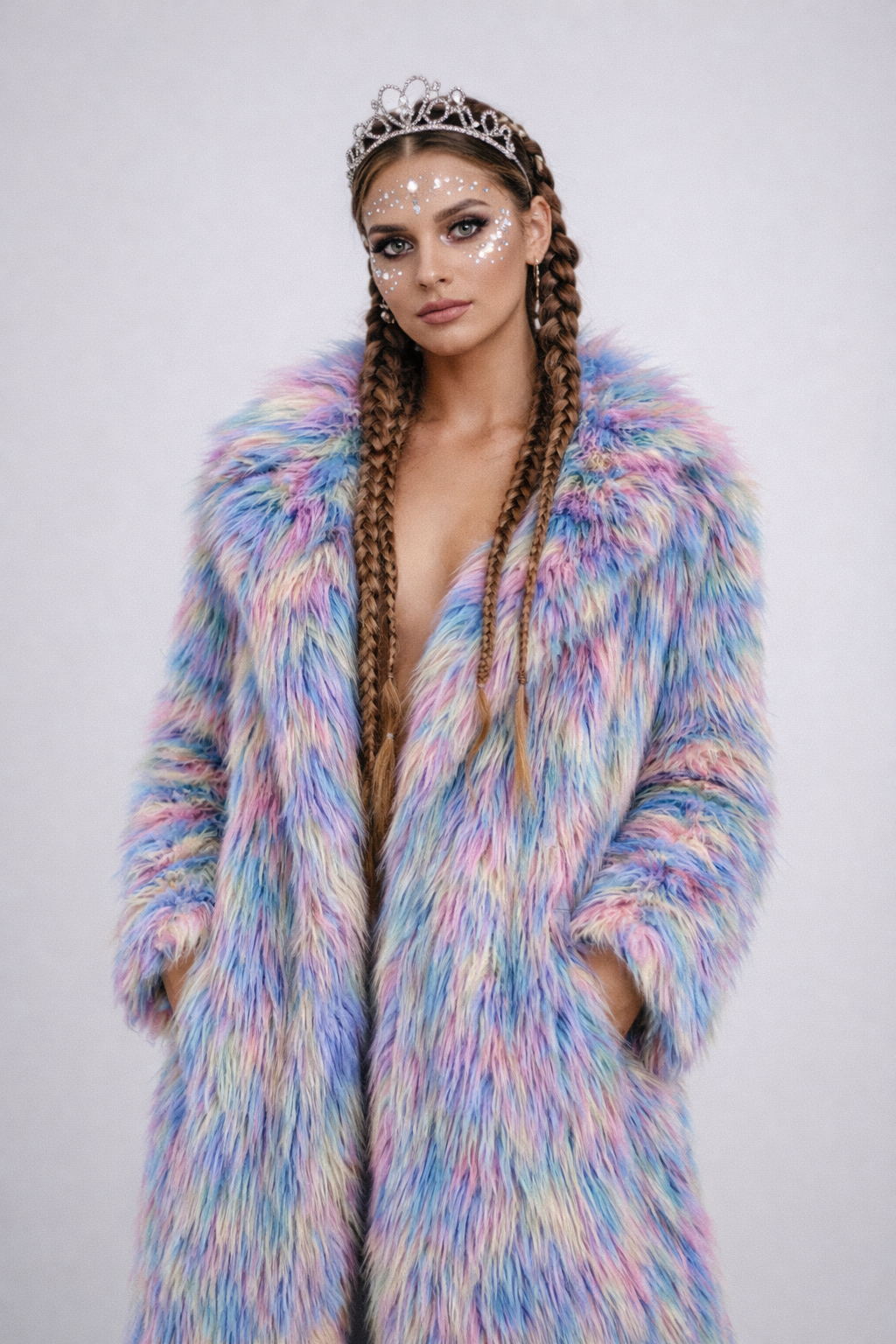 Colorful fur coat - star