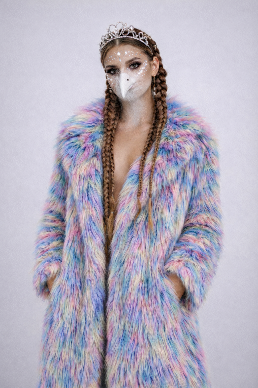Colorful fur coat - star