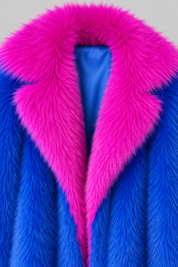 Contrast Color Faux Fur Trench Coat