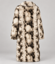 Long Cow Print Faux Fur Coat