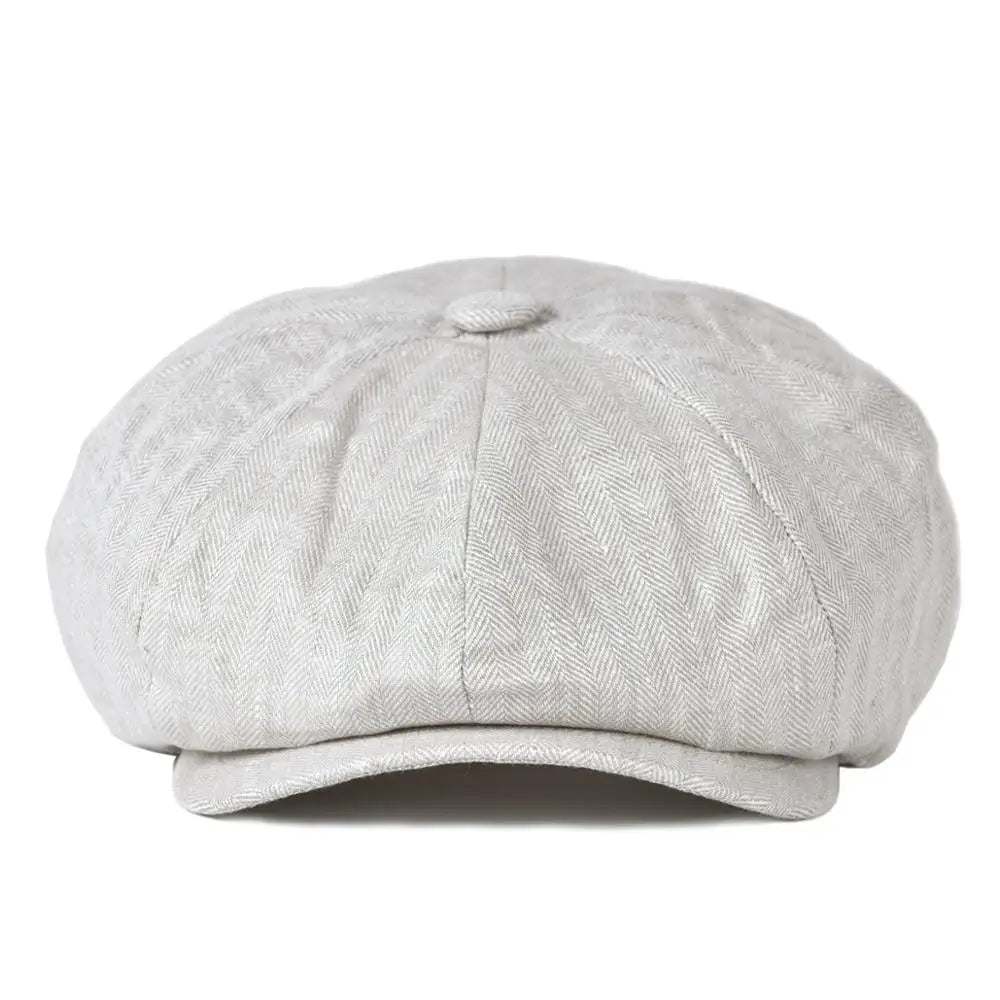 Herringbone Linen Cap