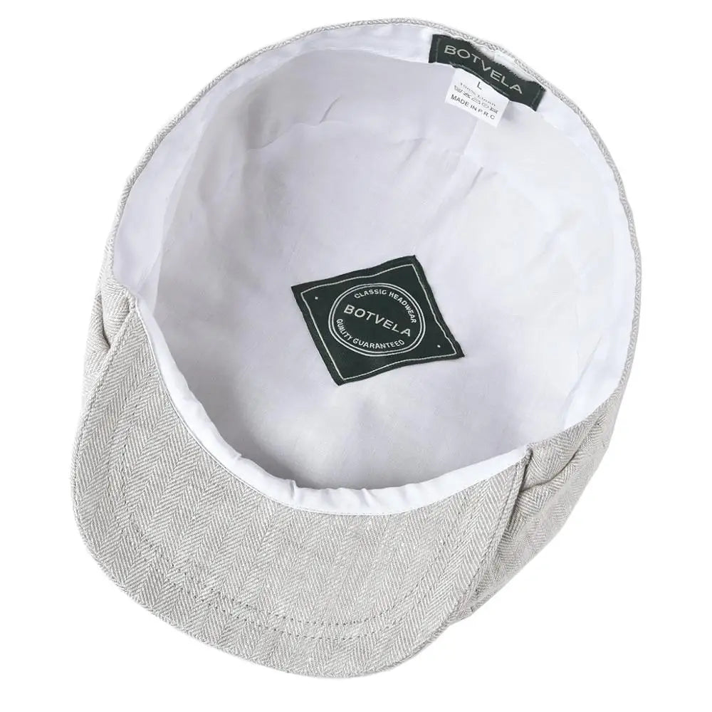 Herringbone Linen Cap