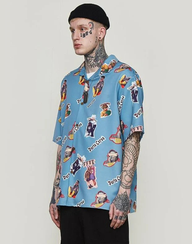 Cartoon Print Shirt Shirt