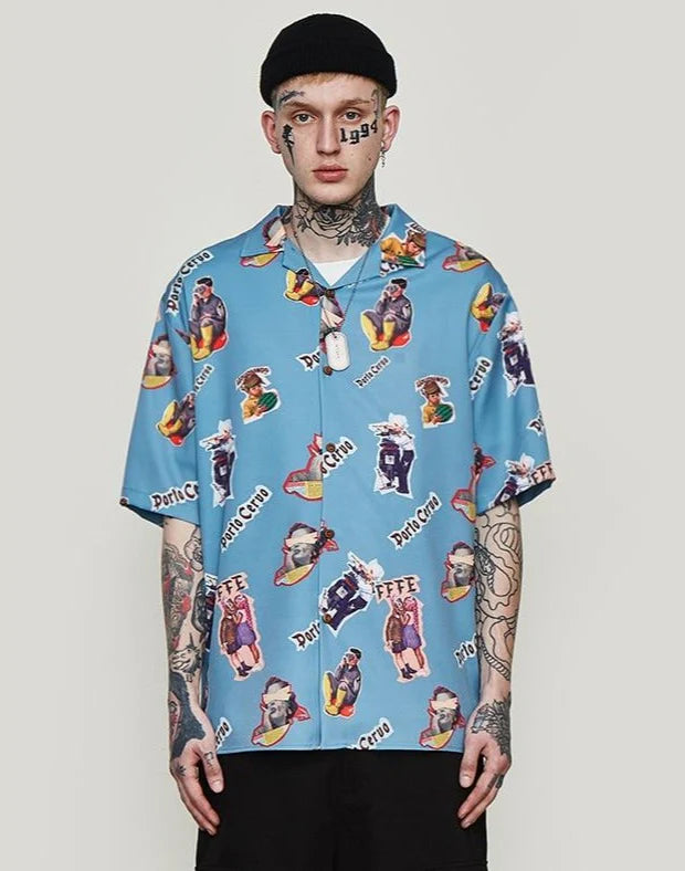 Cartoon Print Shirt Shirt