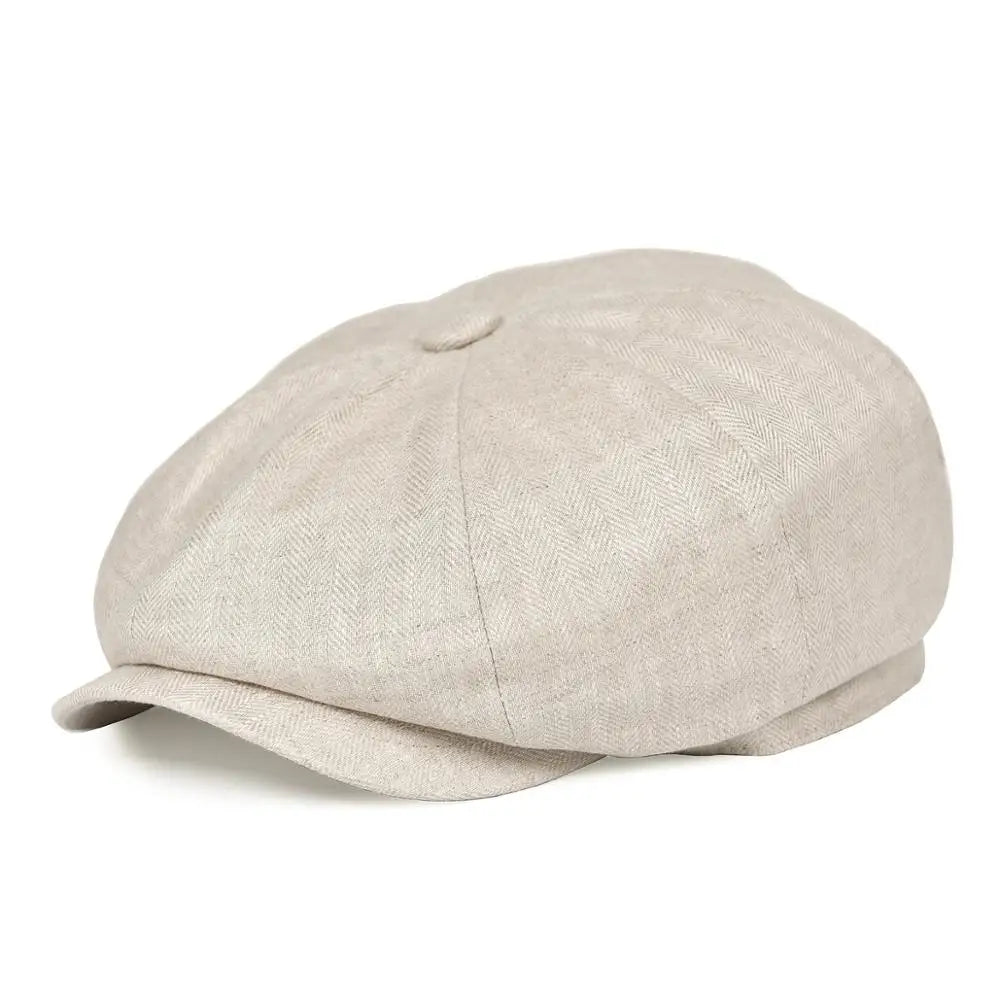 Herringbone Linen Cap
