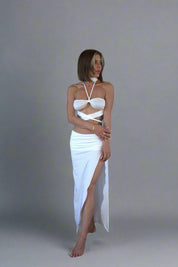 ORTAL White Tie Top & Skirt Set