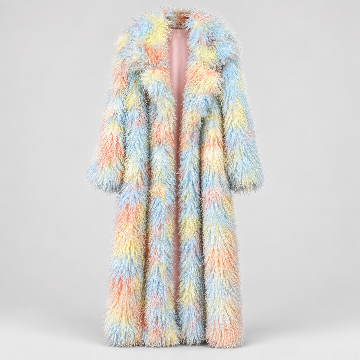Colorful Printed Faux Fur Coat