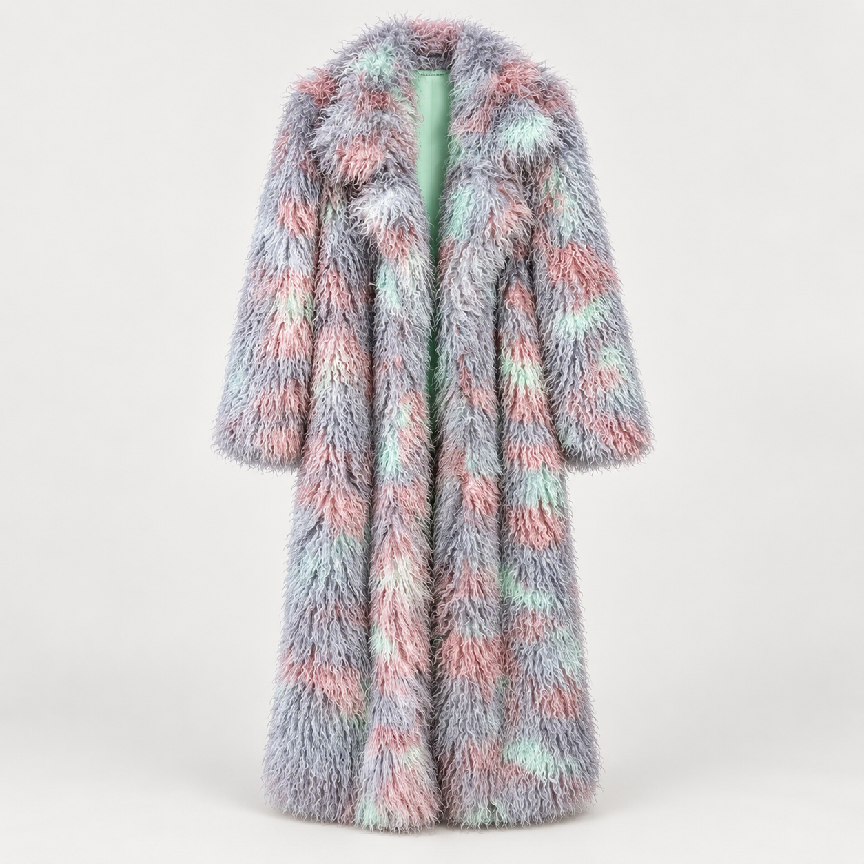 Colorful Printed Faux Fur Coat