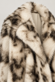 Long Cow Print Faux Fur Coat