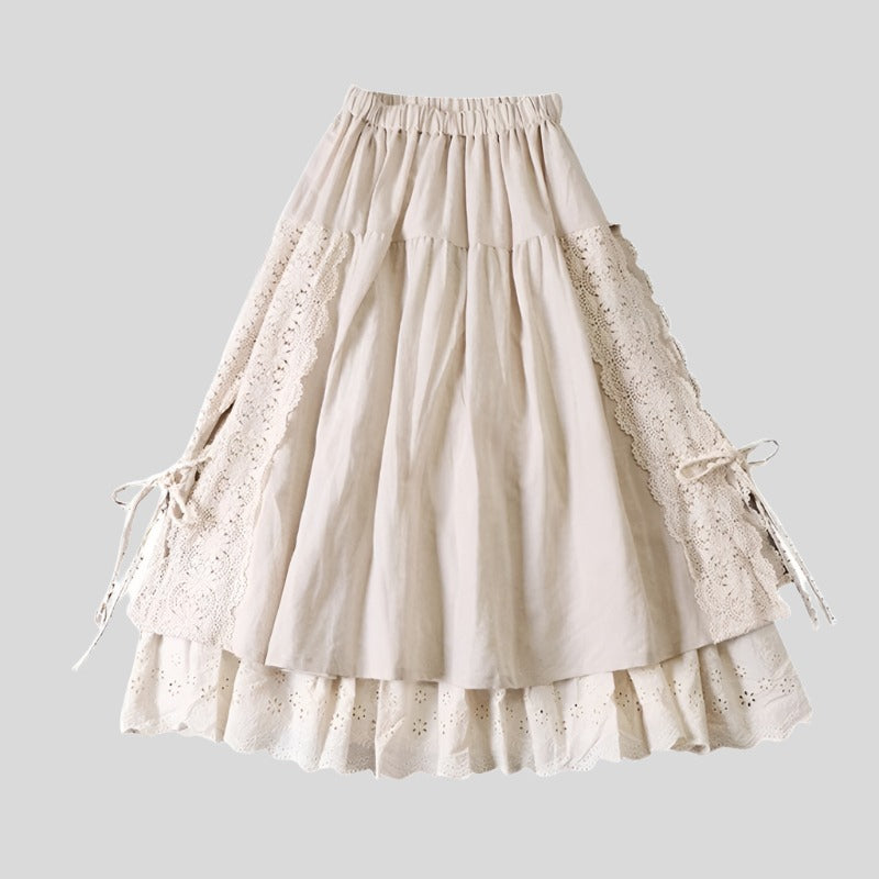 Medieval-Style White Maxi Skirt